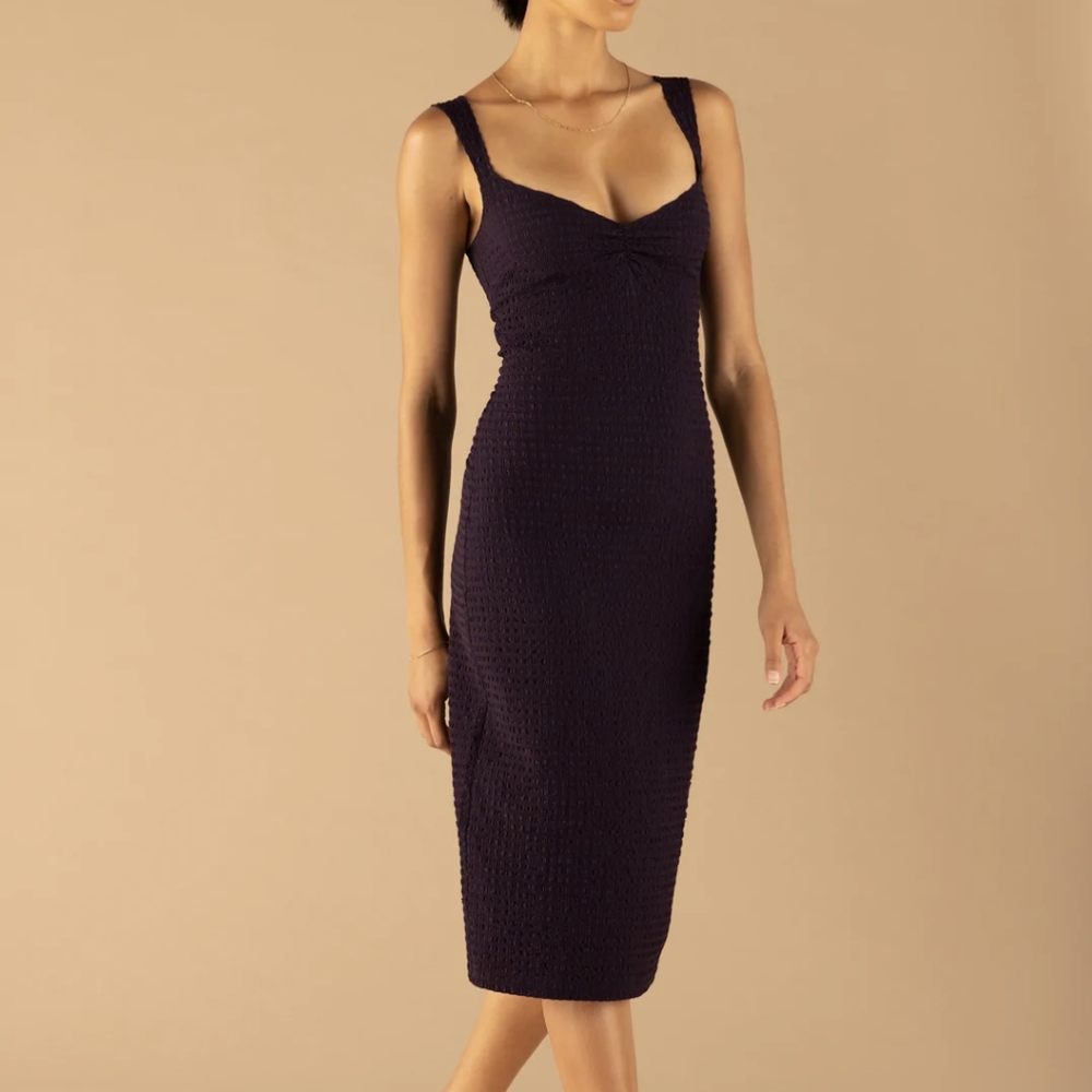 Pujka Gardette Gingham Sweetheart Midi Dress in Aubergine